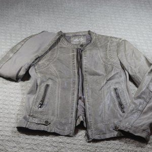 Sebby Collection Size M Faux Leather Taupe Jacket